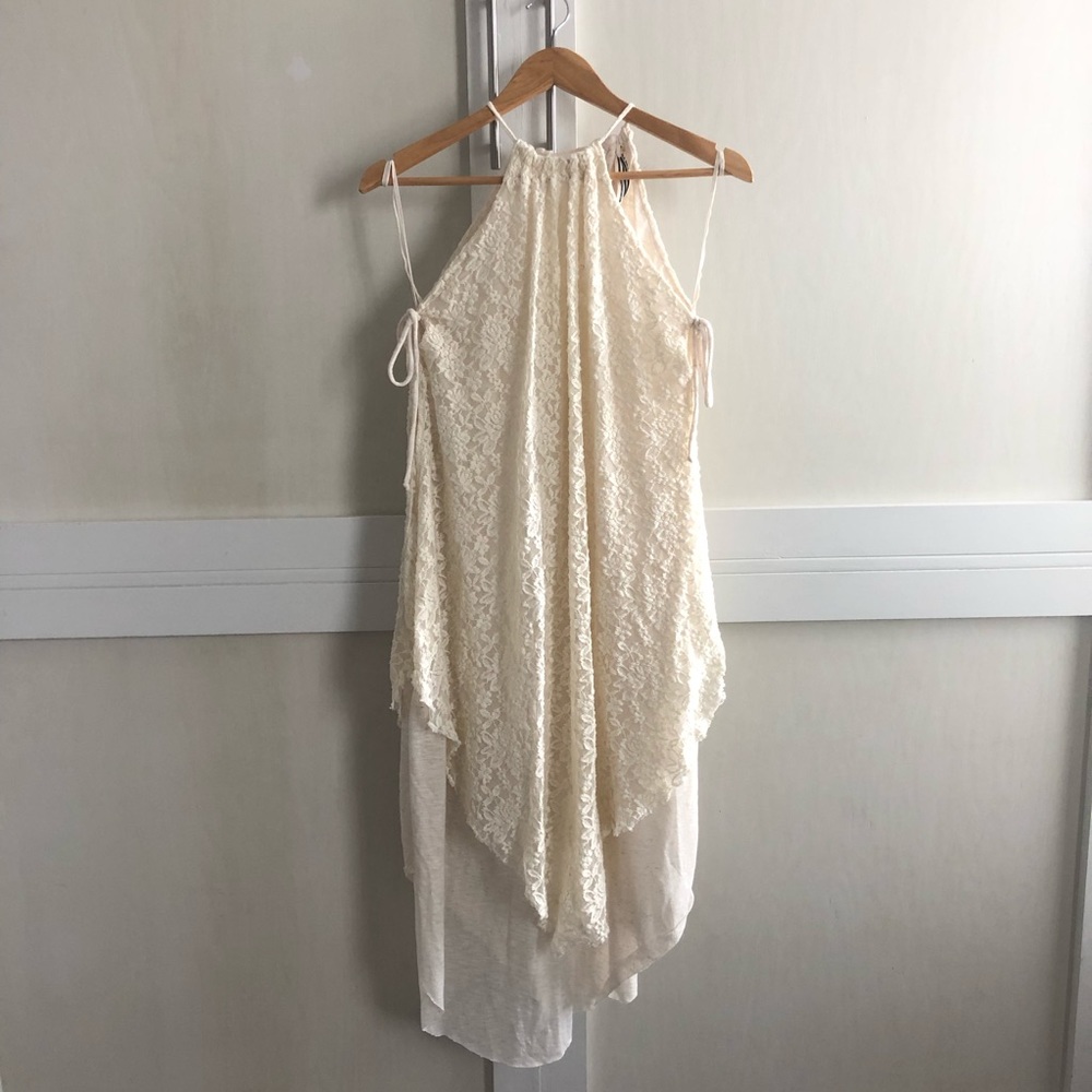 Free People Cream lace asymmetrical dress - XS